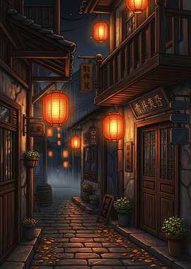 Lantern-lit Asian Street