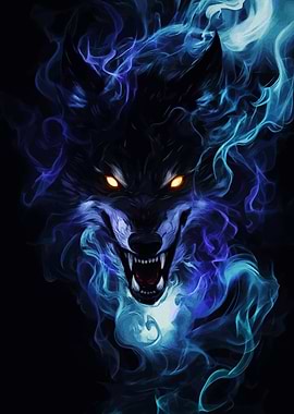 Fiery Wolf Portrait