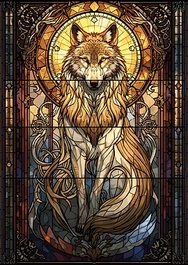 Stained Glass Wolf