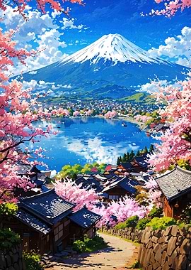 Mount Fuji and Cherry Blossoms
