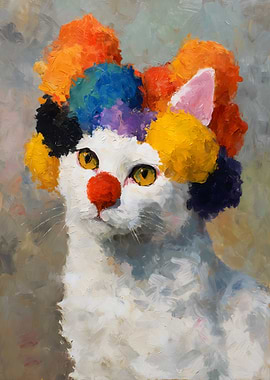 Clown Cat Painting