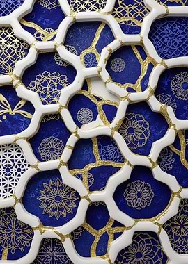 Blue and Gold Geometric Pattern