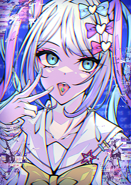 Anime Girl with Pastel Hair and Bows