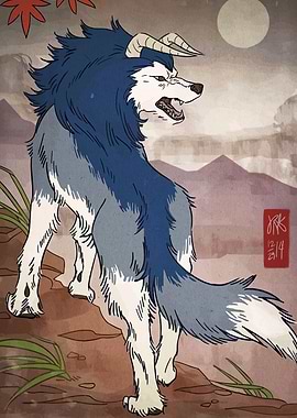 Horned Wolf Digital Art