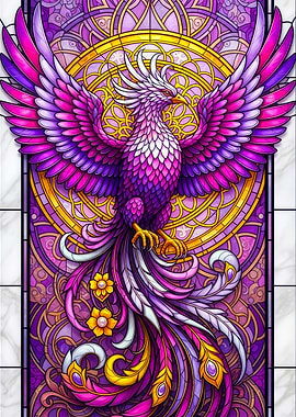 Stained Glass Phoenix Art