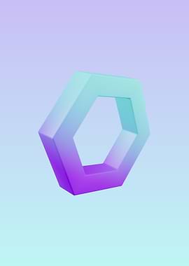 Gradient Hexagon 3D Render