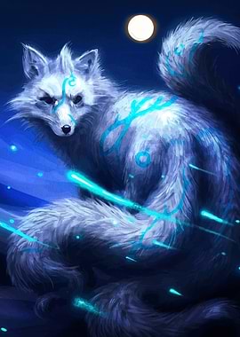Mystical Fox with Glowing Markings