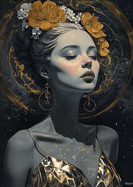 Celestial Woman with Floral Crown