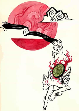 Okami Amaterasu Japanese Art Style