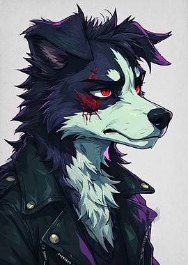 Anthropomorphic Dog in Leather Jacket