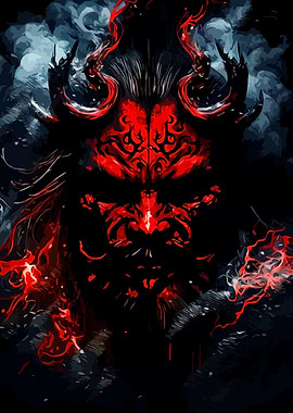 Red and Black Demon Portrait
