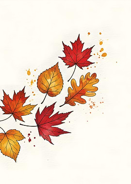 Autumn Leaves Watercolor Illustration