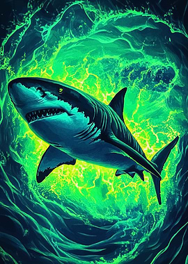 Shark in Green Energy Vortex
