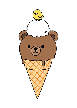 Bear Ice Cream with Bird Topping