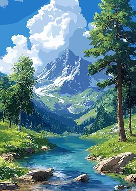 Mountain Lake Landscape