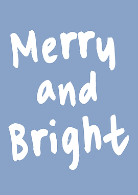 Powder Blue Merry and Bright Christmas Poster