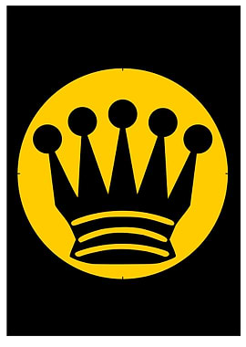 Black Queen Crown on Yellow Circle