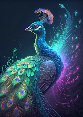 Colorful Peacock Portrait