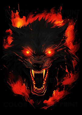 Fiery Wolf Portrait