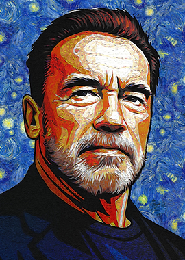 Arnold Schwarzenegger Van Gogh Style Portrait