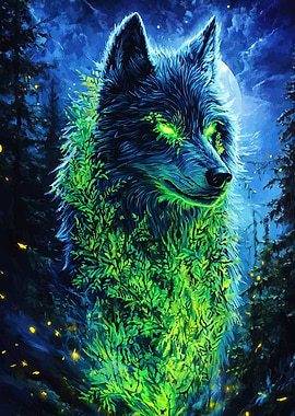 Mystical Wolf in Forest