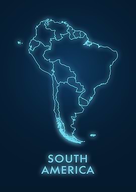 South America Neon Map