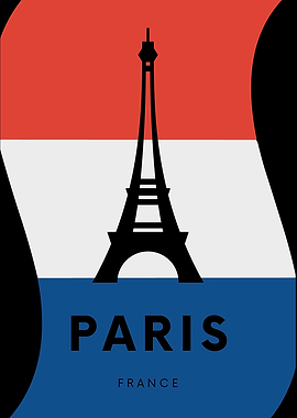 Paris Eiffel Tower French Flag Minimalist Metal Print