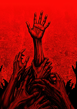 Reaching Hands in Red