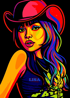 Lisa in Cowboy Hat Pop Art
