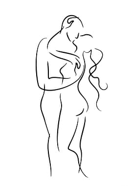 Minimalist Line Art: Embracing Couple