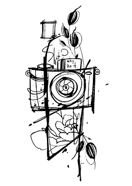 Camera and Floral Sketch