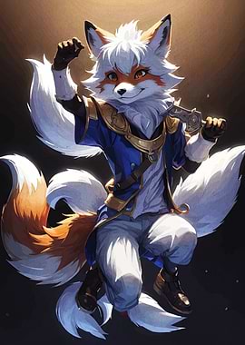 Fox Character with Multiple Tails