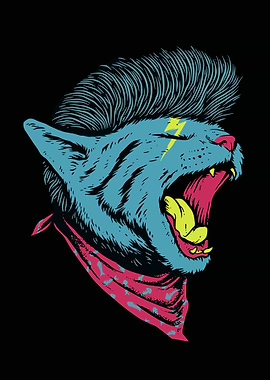 Punk Rock Cat Illustration