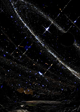 Cosmic Landscape with Stars and Galaxy