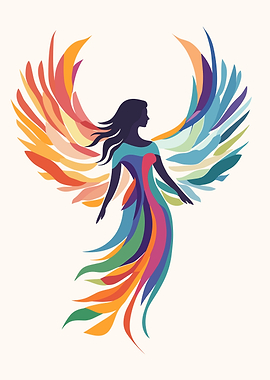 Colorful female angel illusrtation