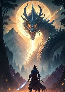 Dragon Warrior Fantasy Landscape