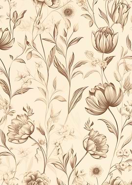 Floral Pattern in Sepia