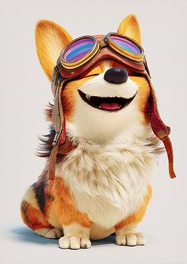 Smiling Corgi Aviator