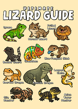 Ultimate Lizard Guide Cartoon Illustration