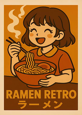 Ramen Retro Cartoon Poster