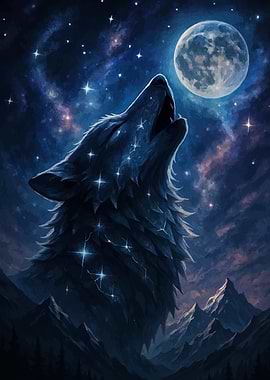 Wolf Howling at the Moon