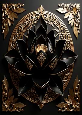 Black Lotus with Golden Ornaments