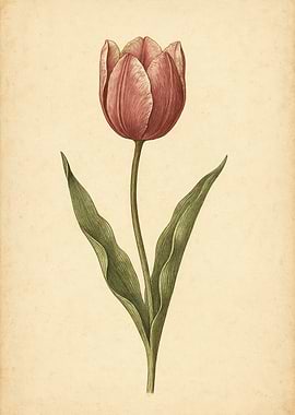 Vintage Tulip Botanical Illustration