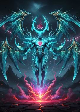 Winged Figure Heart Symbol