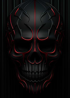 Black Skull with Red Accents