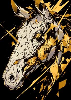Abstract Golden Horse Head Illustration