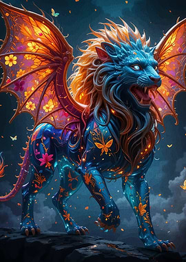 Winged Lion Fantasy Creature