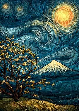 Starry Night Inspired Landscape