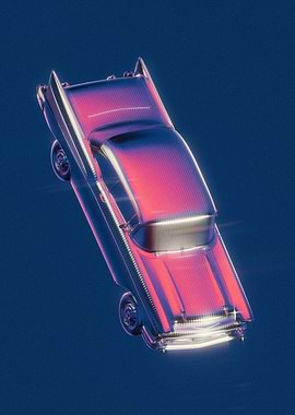Retro Car in Neon Light