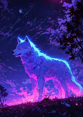 Neon Wolf in a Dreamscape
